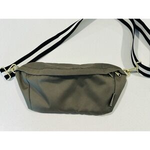 CANVELLE Oversized Fanny Pack Olive Nylon Sling Crossbody Shoulder Bag Pockets!